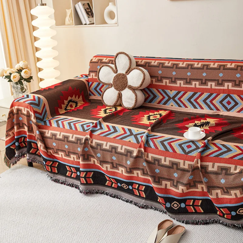 Ethnic Style Sofa Cover Blanket All Cover Geometric Floral Pattern Jacquard Yarn-Dyed Sofa Upholstered Seat Covers sofa cover