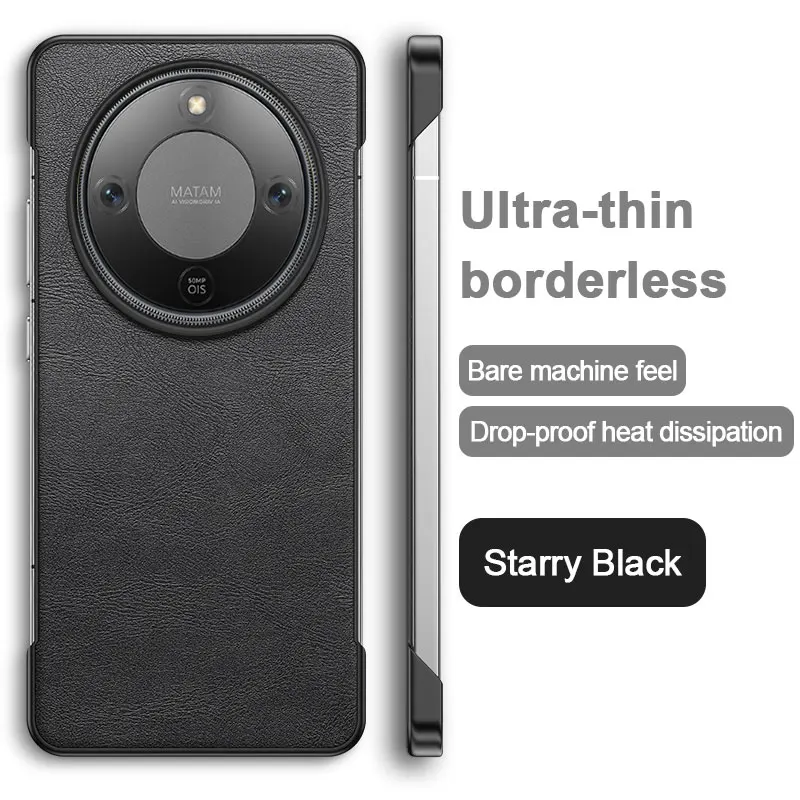 Frameless Leather Shockproof Case with Silicone Bumper