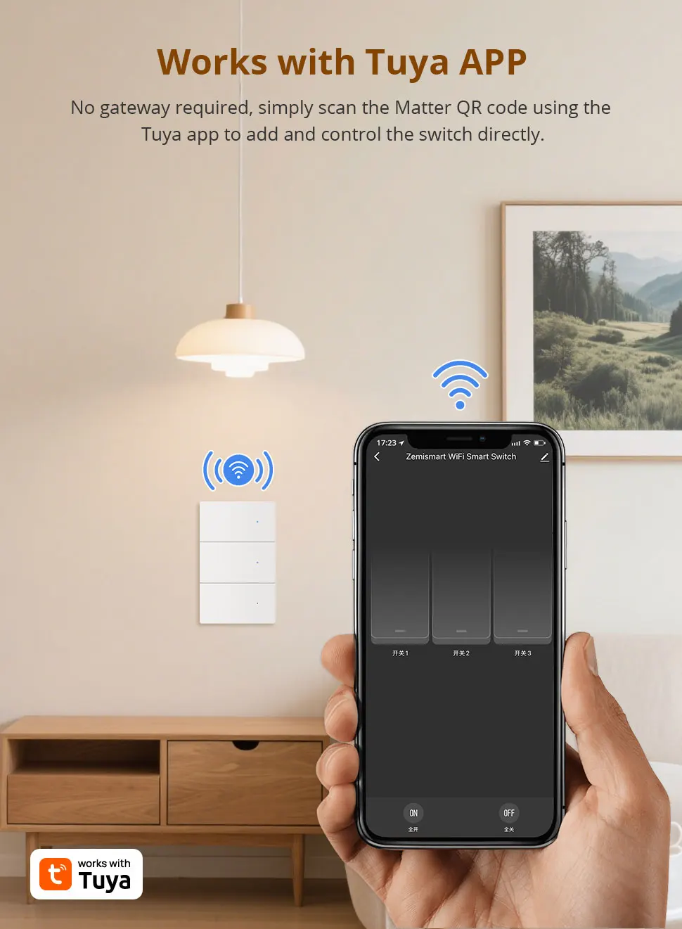 Matter WiFi Smart Wall Light Switch 1 2 3 4 Gangs Flame-retardant PC Material Pa