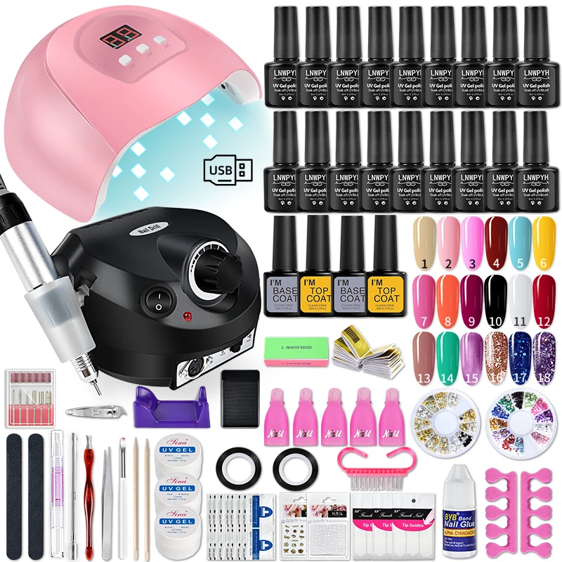 Poly Nail Gel Kit with UV LED Lamp and Gel Nail Polish Set