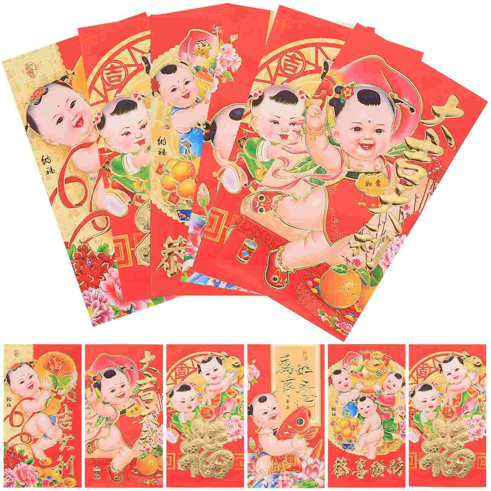 

50 Pcs Ornament New Year Fuwa Red Envelope 2023 Money Bag Creative Packet Decorations Gift Packets for Envelopes