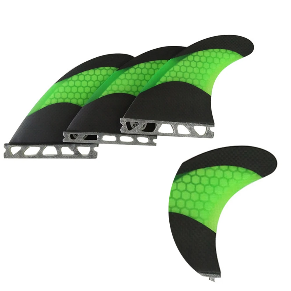 Quillas Surf Single Tabs Fin M Carbon fiber Honeycomb Fiberglass Fibre Fins Green color Single Tabs  tri set  Fins in Surfing