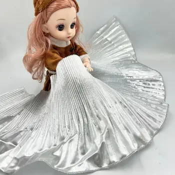 قماش دانتيل معدني لامع موجة كبيرة ، أورجانزا شبكية طيّة ، تصفيف ذاتي الصنع ، خياطة فستان مكشكش عصري ، علامة تجارية كبيرة مصممة ، ساحة واحدة 4