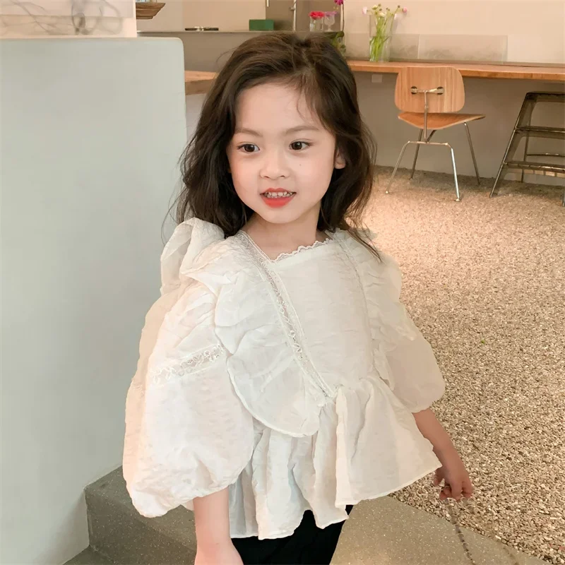 여아용  코트 블라우스 코트 재킷, 아웃웨어, 화이트 용수철, 여름 오버코트, 탑 가디건, 야외 해변 파티, 어린이 옷, 2024