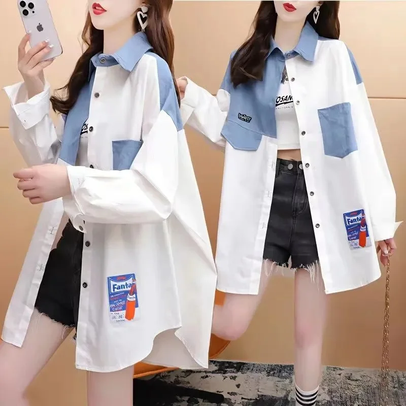 

Женская свободная рубашка, свободная универсальная летняя Солнцезащитная одежда средней длины