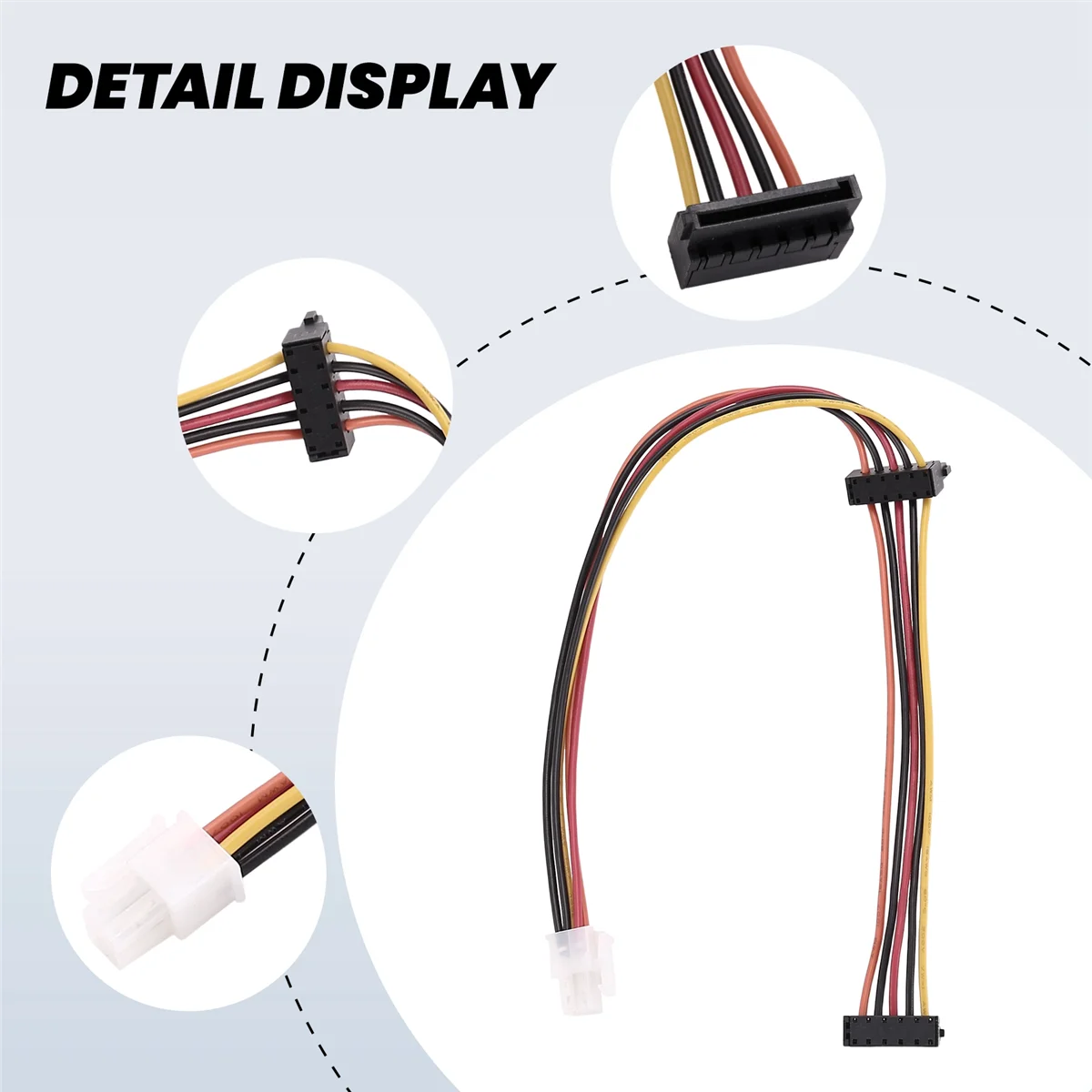 Hot sale ATX Motherboard 4Pin to 2-Port Serial SATA Hard Drive Adapter Power Cable for IPC & Tax Controller 18AWG
