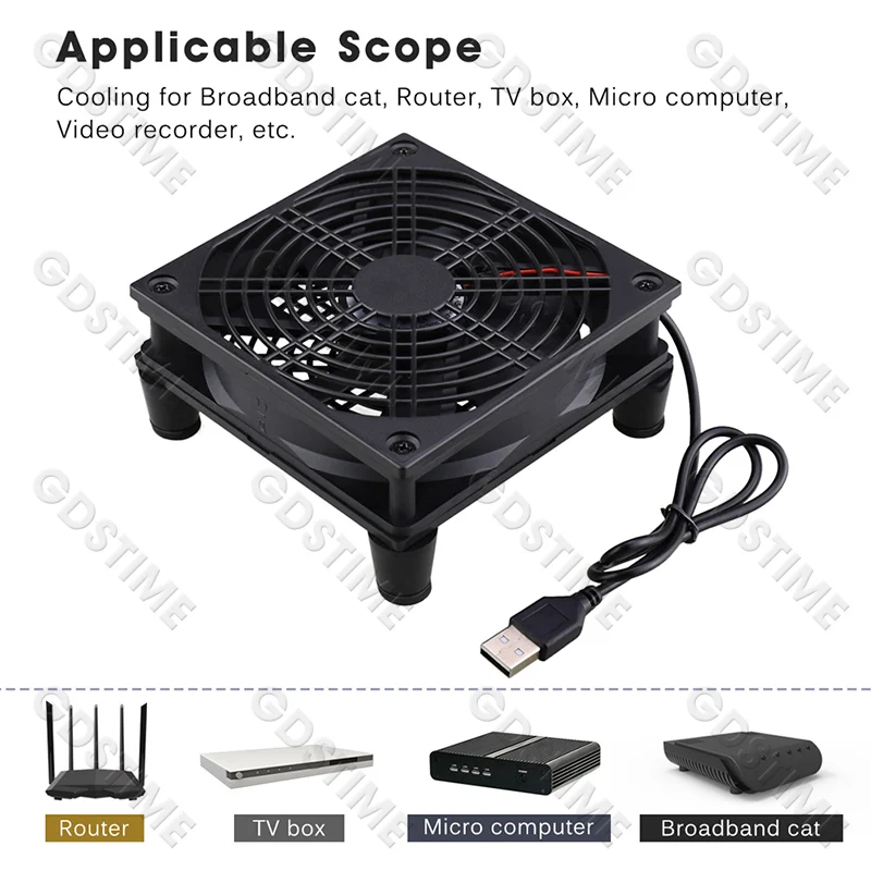 Gdstime USB 팬 120MM DIY 라우터 팬 92/80MM 쿨링 팬 PC 팬 DC 5V 14CM TV 박스 라디에이터 WIFI 히트싱크 스탠드 미니 호스트 브래킷