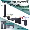 4Hole Bathtub Shower Concealed Faucet with Pull Out Handheld Shower Hot Cold Mixer and 2 Shower Mode Adjustable Chrome Black 2
