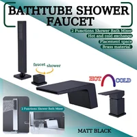 4Hole Bathtub Shower Concealed Faucet with Pull Out Handheld Shower Hot Cold Mixer and 2 Shower Mode Adjustable Chrome Black 2
