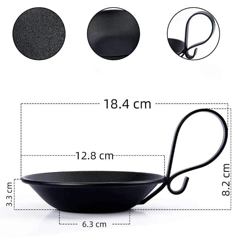 Black Matte Iron Candle Holder with Handle for Banquet Hotel Decor