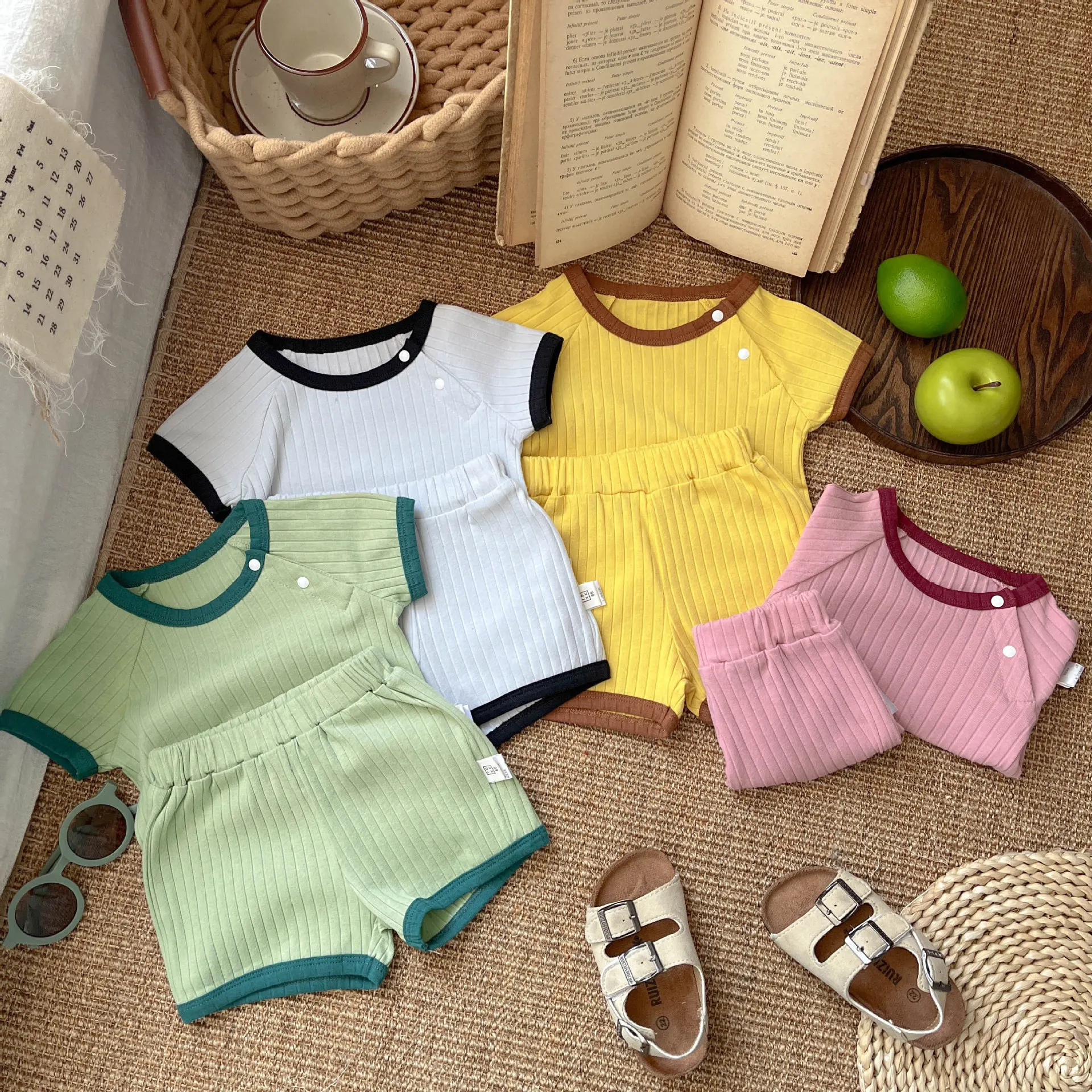 

Baby Clothing Short Sleeve T Shirt Shorts Set Fashion Summer New Baby Korean Style Casual Round Neck T-shirt Pants Simple Set