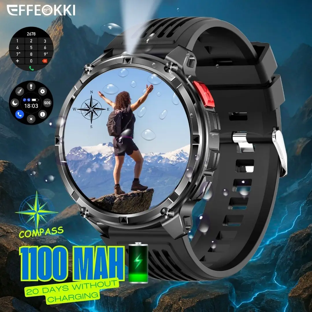 HT33 Rugged Outdoor Smartwatch Men 1100mAh Long Battery