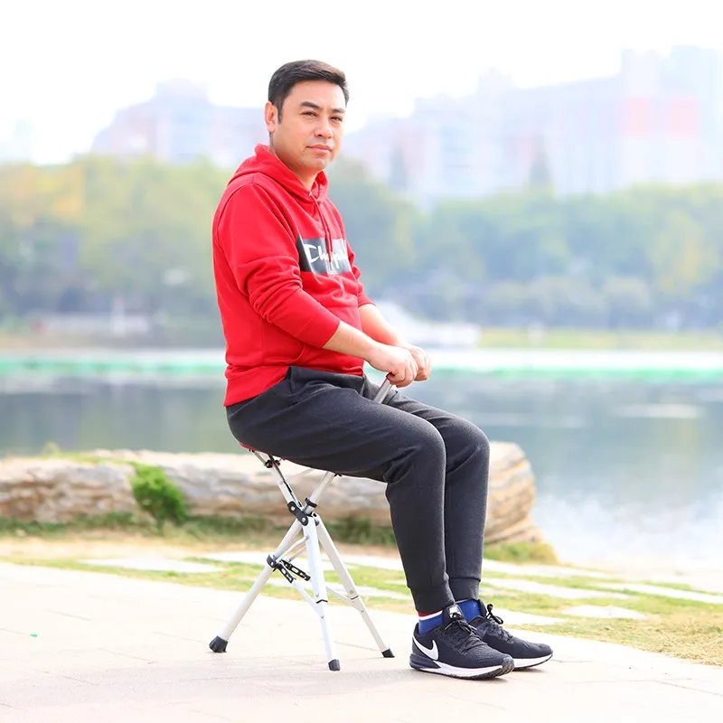 Walking Cane Aluminum Alloy Foldable With Seat Adjustable Elderly Crutch Chair With Stool