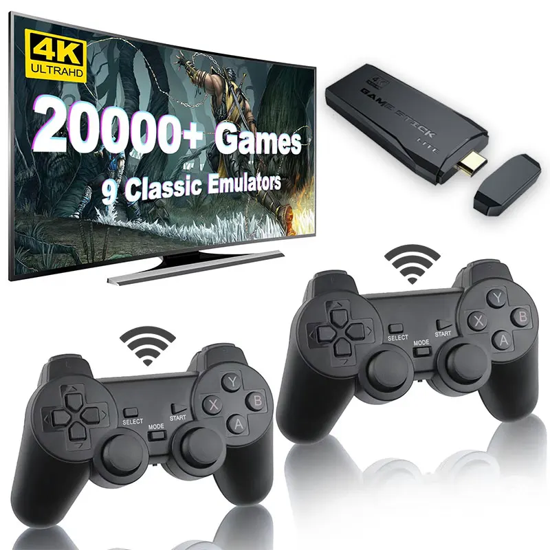 M16 Game Stick, 4K HDMI TV 64G Mini Retro Handheld Gaming Console with  20,000 Games, Wireless Dual Gamepad，Arcade Game Console Plug and Play Video