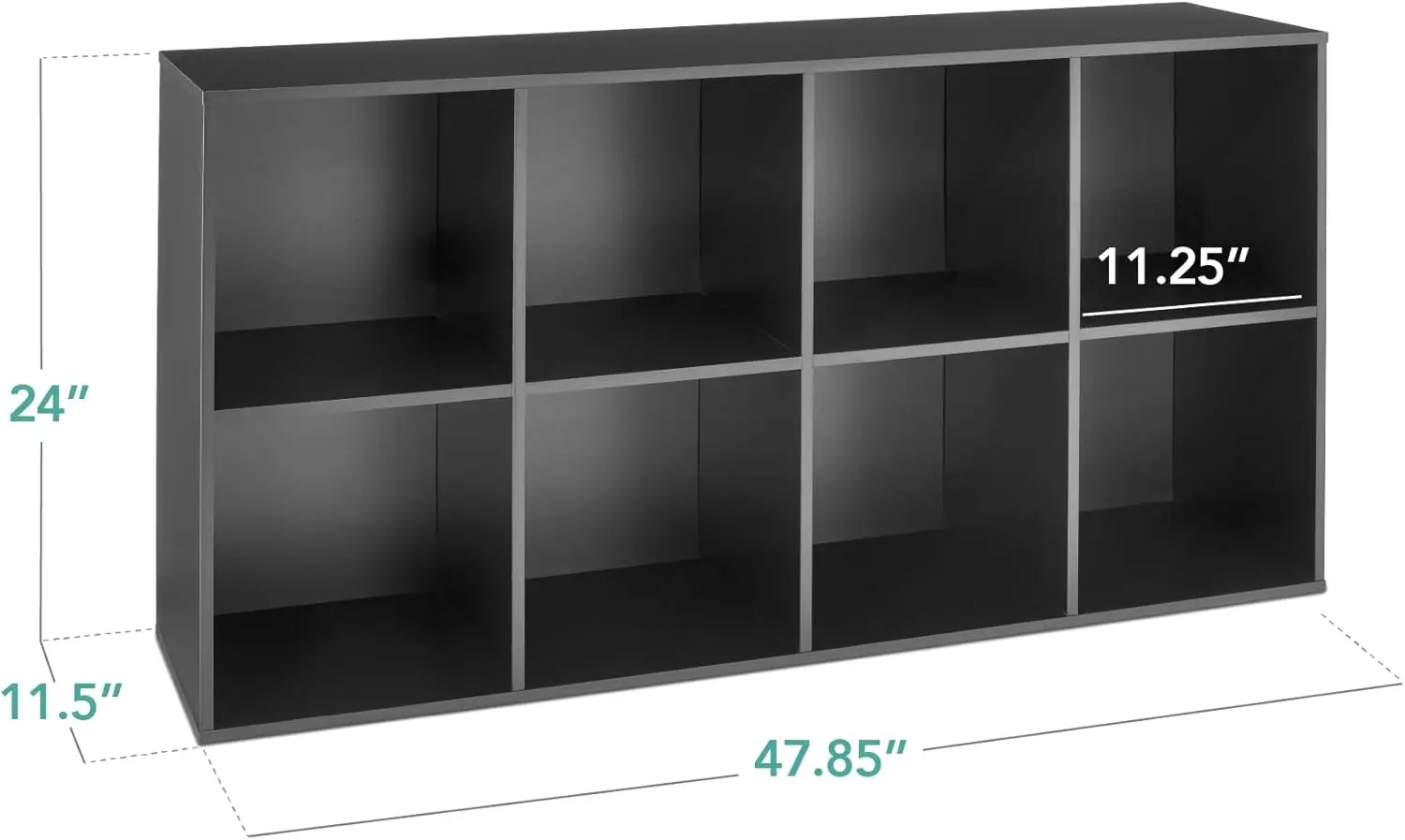 8-Cube Storage Organizer, 11in Shelf Opening, Bookcase, Display Shelf, Customizable w/ 3 Removable Back Panels – Black 2