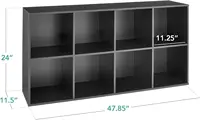 8-Cube Storage Organizer, 11in Shelf Opening, Bookcase, Display Shelf, Customizable w/ 3 Removable Back Panels – Black 2