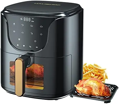 

Мини-Фритюрница, цифровая безмасляная плита 1450 Вт, 8 предустановок для приготовления пищи, контроль времени и температуры, с