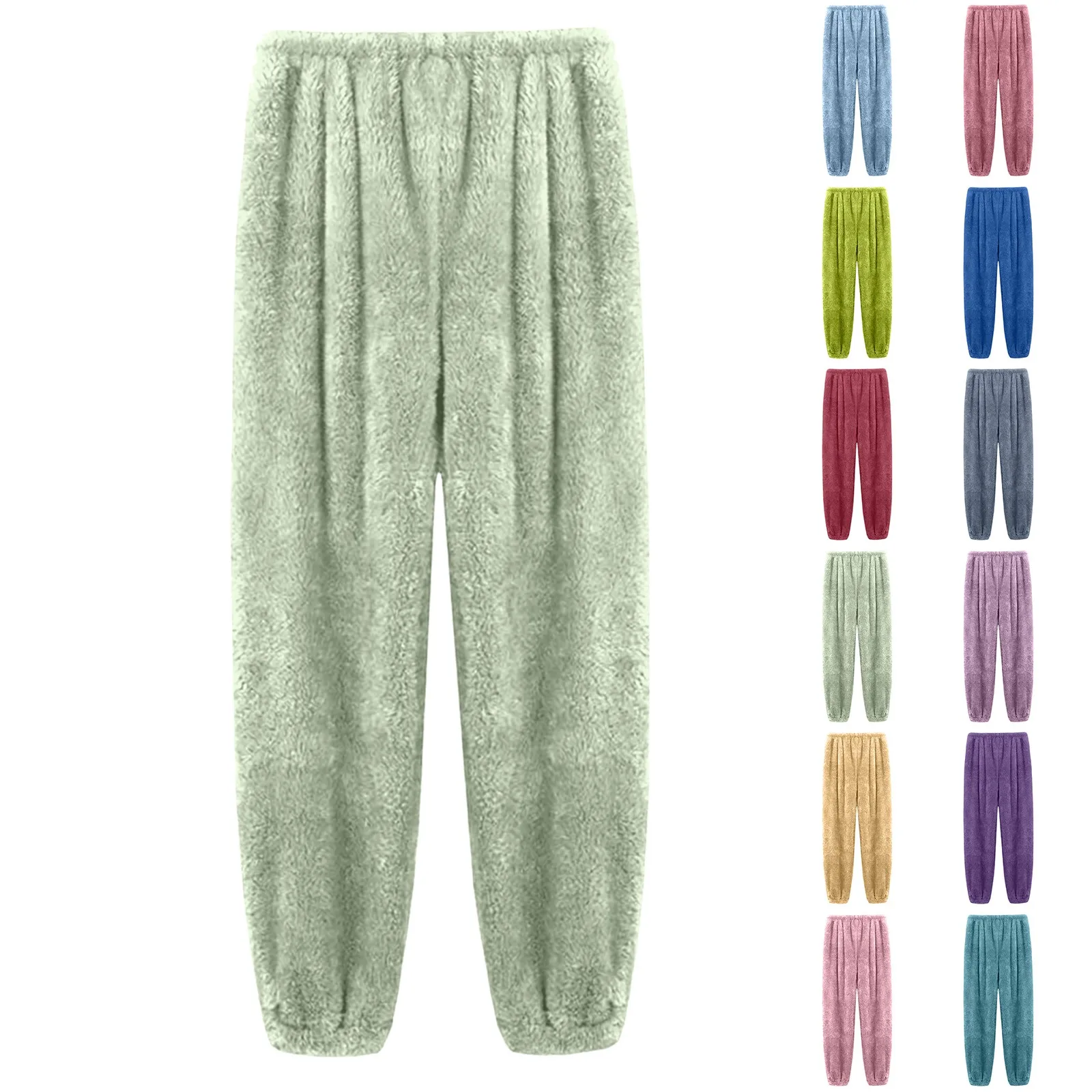 Damen Samt Schlafanzughose Mit Elastischem Bund Für Zuhause_voghion.com