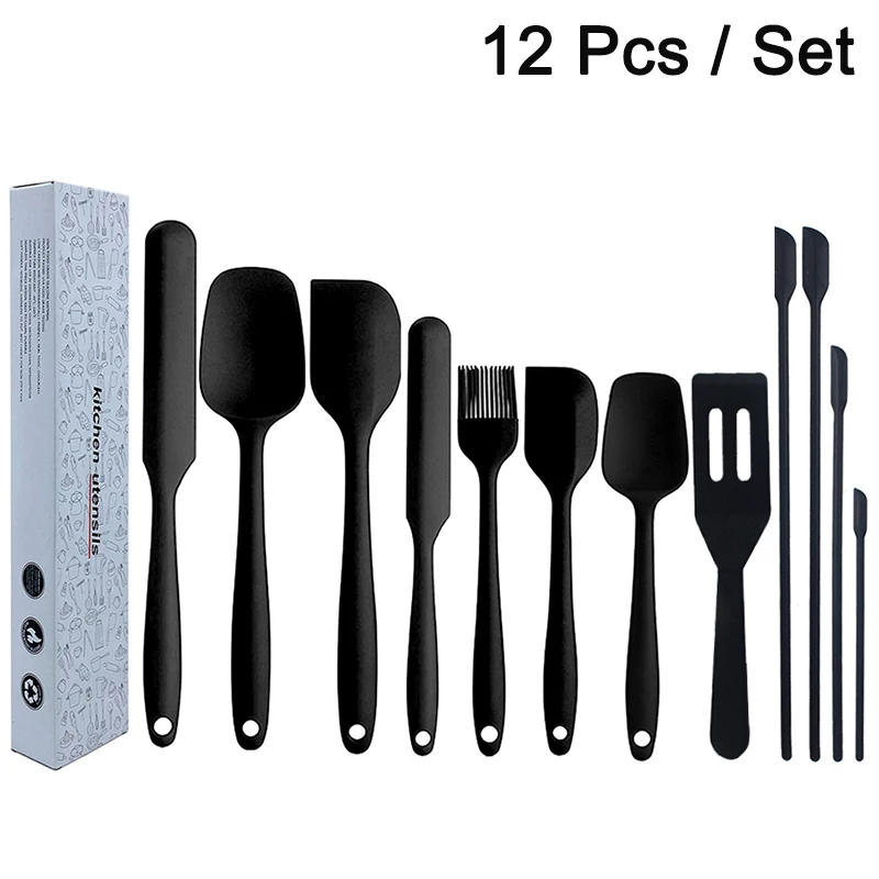 BPA-Free Silicone Cooking Utensils Set Spatulas, Scrapers, Spoons, and Brushes for Baking and Cooking Kitchen Tools