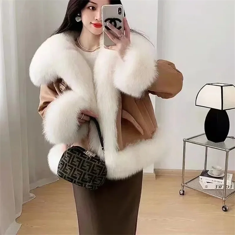 

Lambswool Temperament Women's 2024 New Padded Jacket Slim Imitation Fur Ladies Coat Fur Coat Explodes Coltsfoot Warm Coats