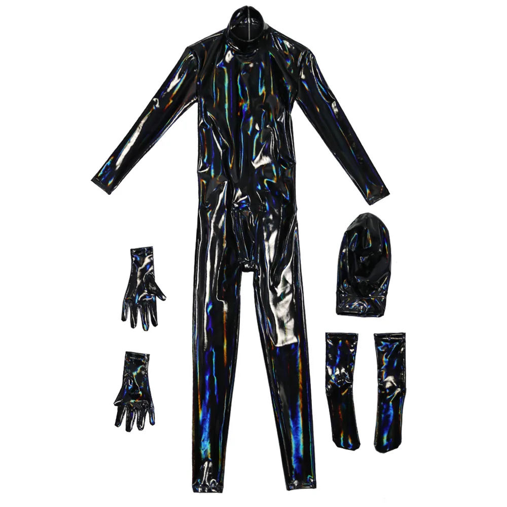 Sexy Men Colorful Faux Latex PU Bodysuit Cosplay Wetlook Maid Tights Zentai Full Body Cover Bodysuit Night Club Outfits Leotard cosplay costume adult unitard