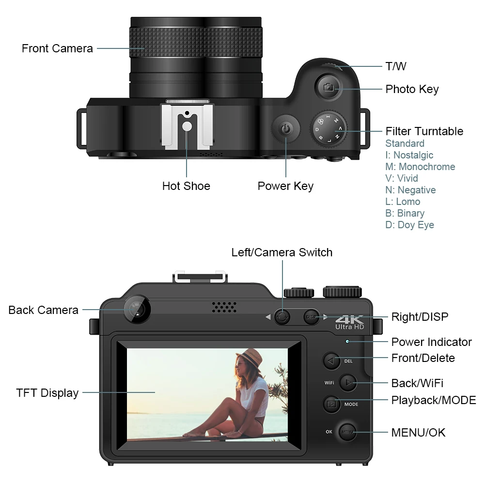 Kamera Perekam siswa kamera Digital Wifi 4k, kamera perekam HD - Main Image