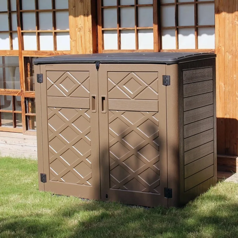 ADDOK Horizontal Outdoor Storage Sheds,Large Resin Outdoor Storage Cabinet for Patio Furniture,Grill and Gardening Tools. 2