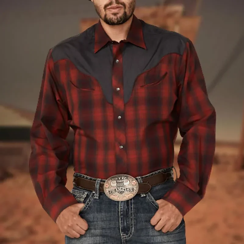 Denim Shirt Long Sleeved Shirt Western tribal denim HD 3D printing long-sleeved shirt fashion casual sports outdoor spring and summer
