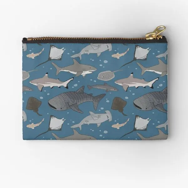 

Сумка на молнии с изображением акул и луч для мужчин и женщин, карман для ключей, бумажник для хранения нижнего белья, маленькие косметические носки