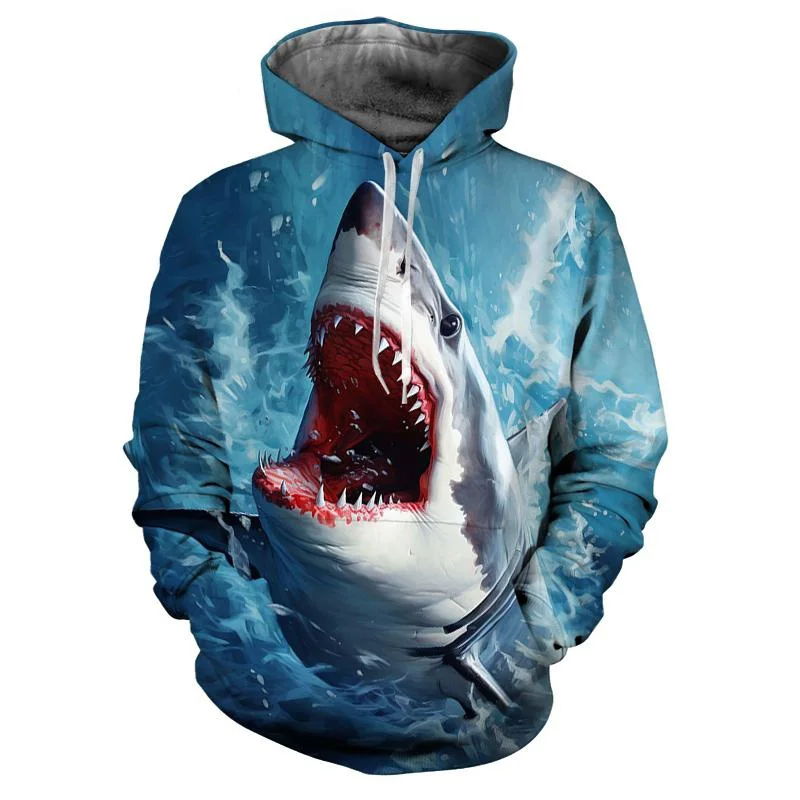 

Sea Animal Shark 3D Printed Hoodie Men's Fashion Street Casual Pullovers Personalized Long Sleeves Breathable Autumn Sweatshirt