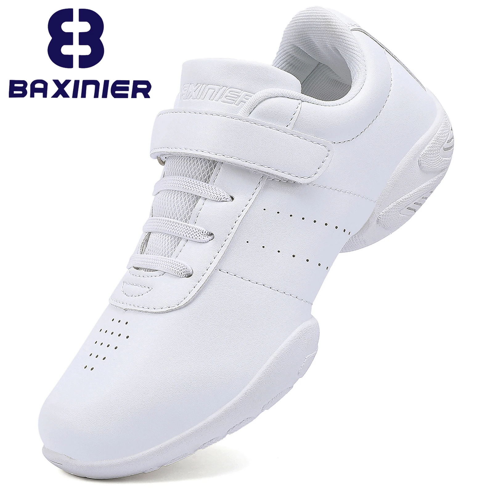 BAXINIER Girls White Cheerleading Dance Shoes Athletic Training