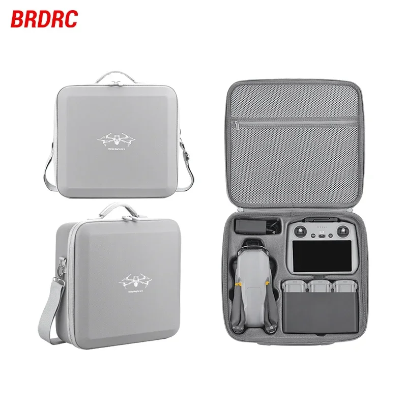BRDRC Storage Bag DJI Air 3S/Air 3 Drone Remote Controller Battery Shoulder Case Portable Hard Shell Bag Accessories Drone Storage Bag
