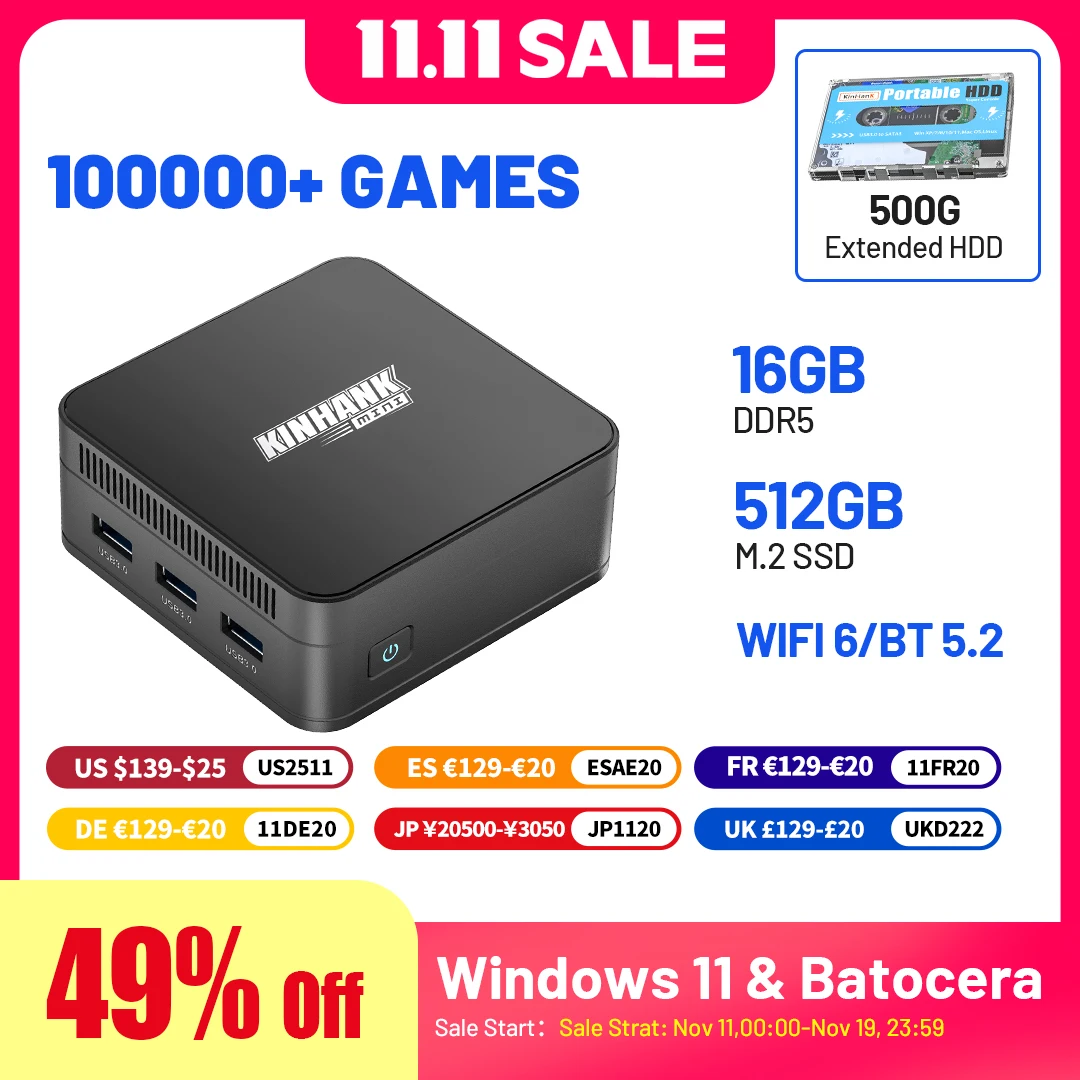 Super Console KP100 Mini PC Intel N100 16GB DDR5 & 512G SSD