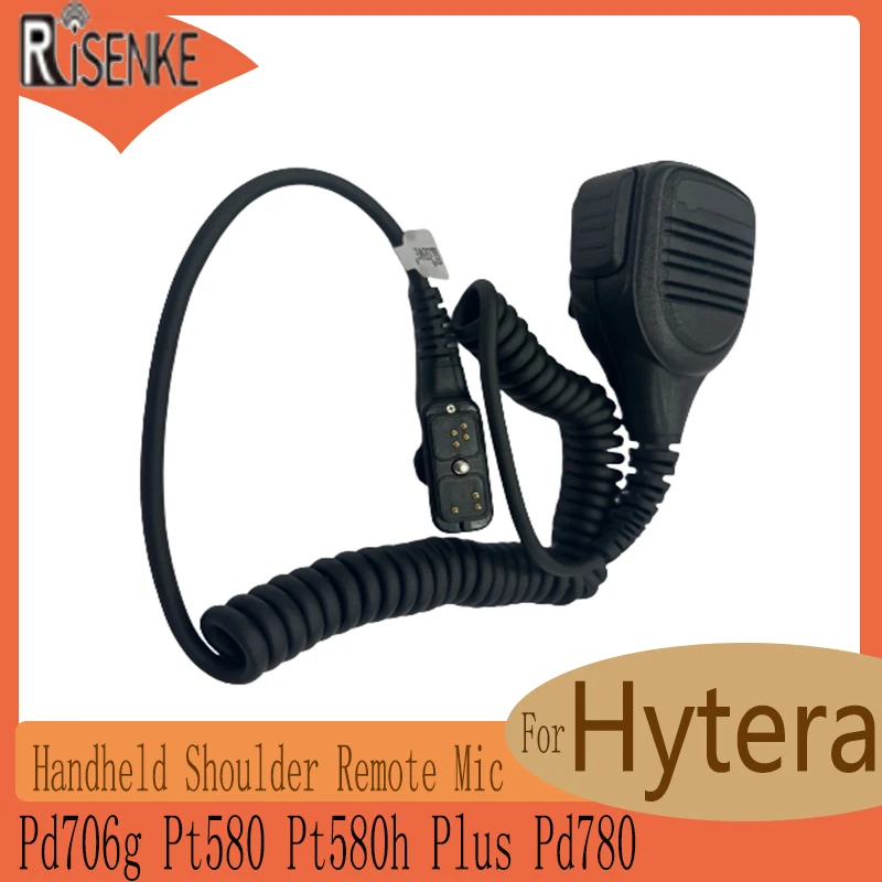 RISENKE-Speaker Mic for Hytera Pd706g, Pt580, Pt580h Plus, Walkie Talkie, Two Way Radio, Handheld Shoulder Remote Microphone