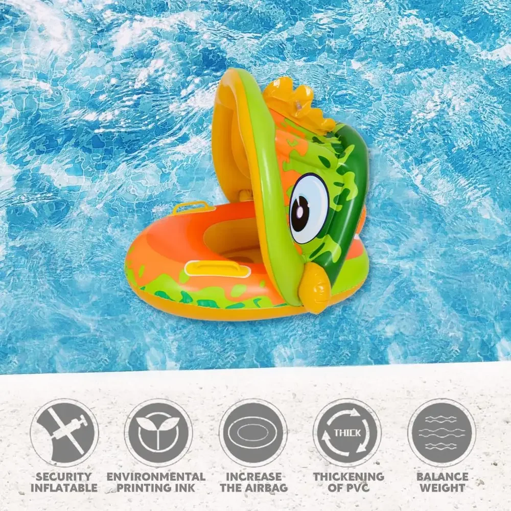 Baby Inflatable Sunshade Swimming Ring with Handrails Unicorn Swimming Ring Baby Seat Baby Toy Removable Floating Ring 5