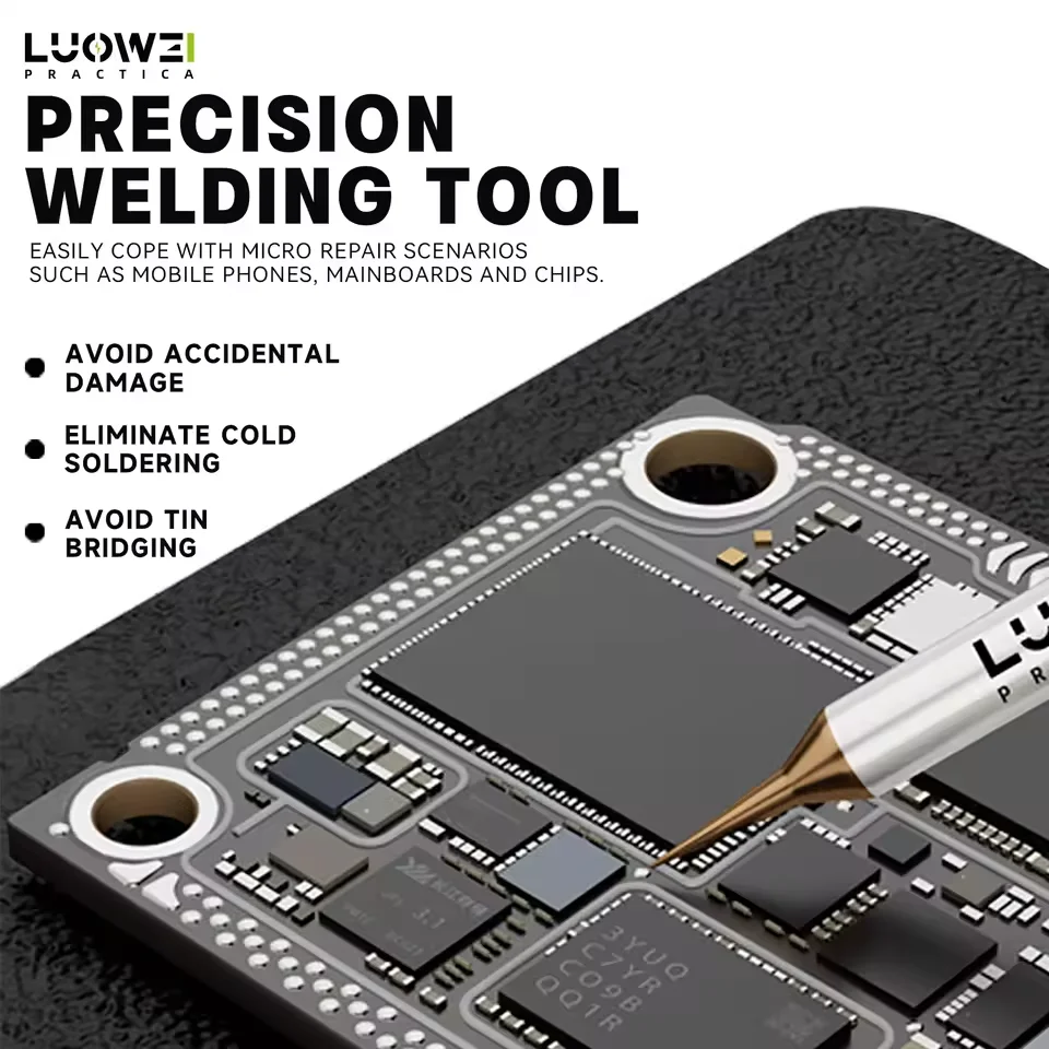 ? 10개 LUOWEI LW-C210 플라이 와이어 납땜 팁 키트 0.1mm 교체 가능 벤트 포인트 나이프 팁 (휴대폰 PCB 수리 도구용)