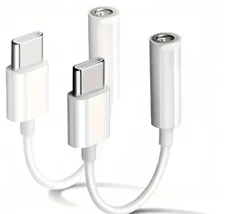 Premium USB - C to 3.5mm Audio Adapter Cable (White 2pcs)
