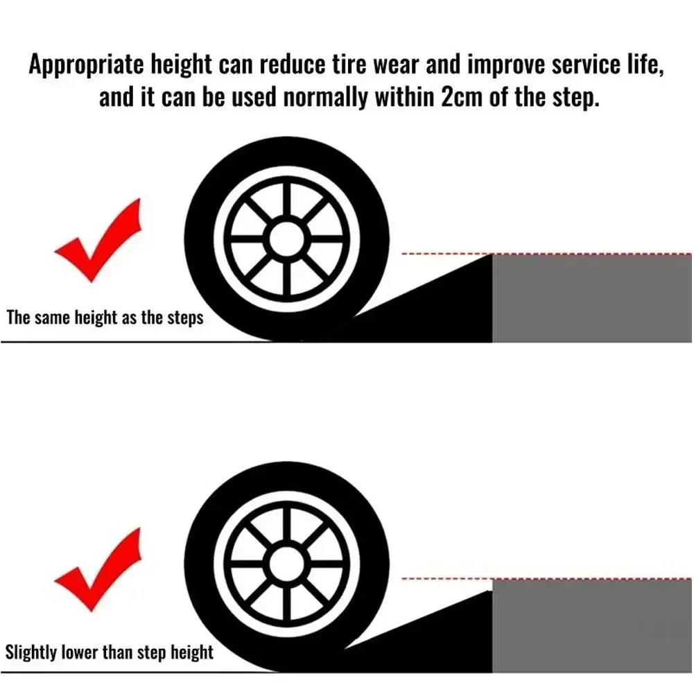Durable Curb Ramps Car Wheel Driveway Ramps Anti-Slip Black Threshold Ramp Yellow Speed Bump Tires Curb Ramps Bike