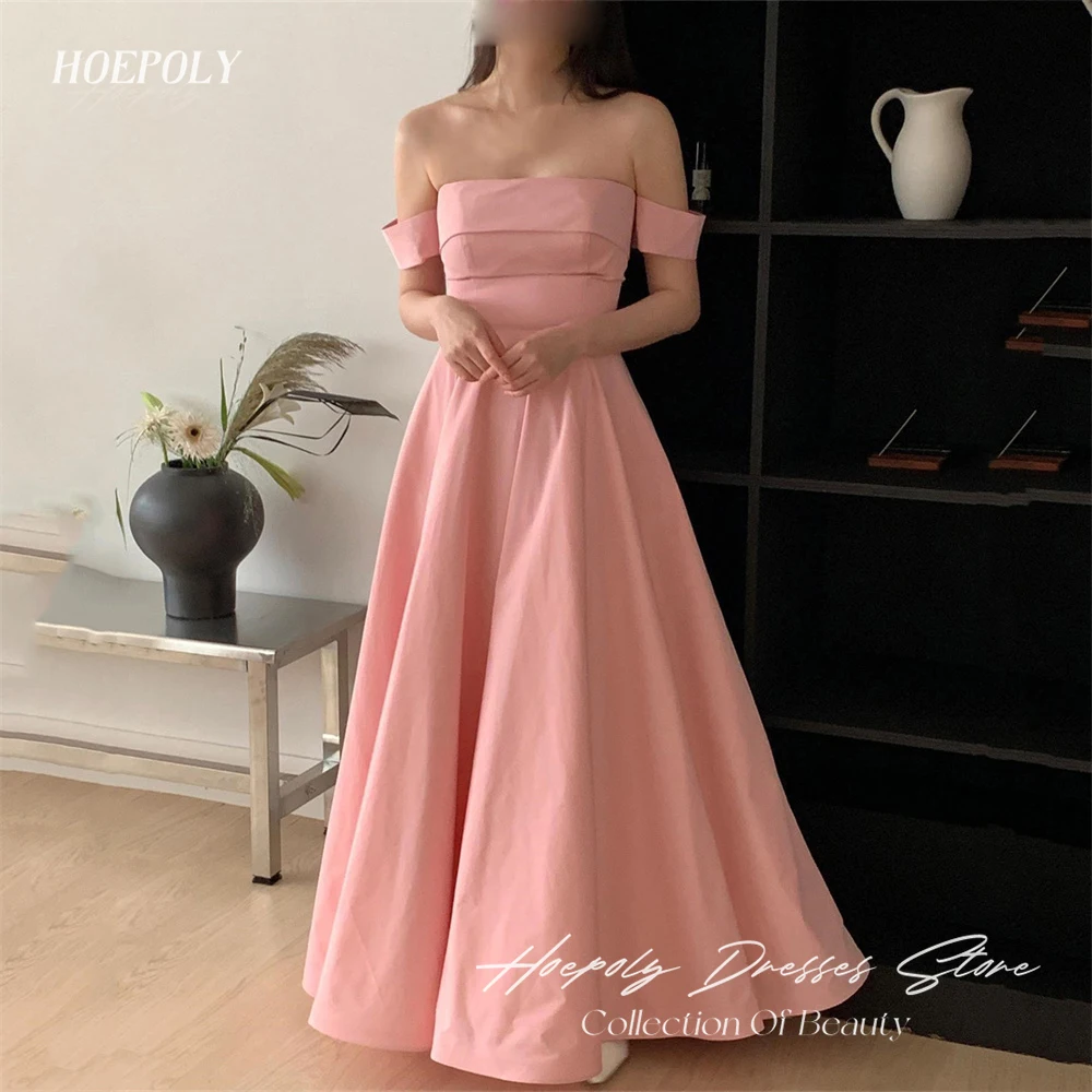 

Hoepoly Simple Fashion Strapless Off The Shoulder A Line Long Prom Dress For Party Summer Floor Length Classy Evening Gowns