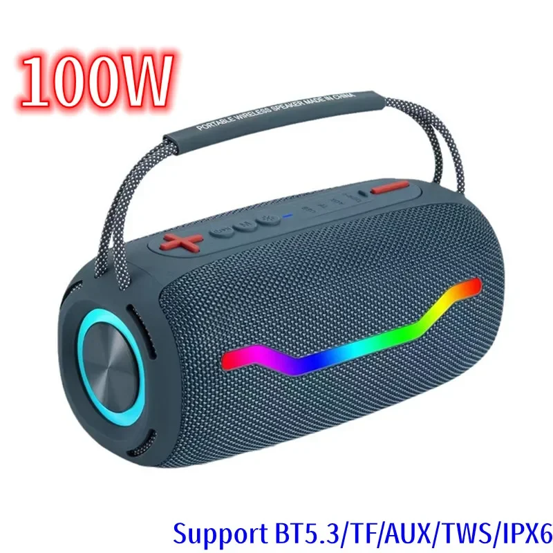 

Portable Bluetooth Speaker 100W High Power Sound Box Outdoor Waterproof Subwoofer with RGB Lighting HIFI Sound quality Boom box