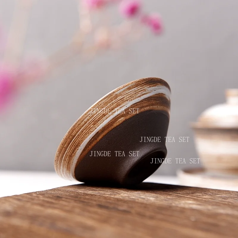 Blue and White Gilt Silver Teacup Handmade Ceramic Boutique Tea Cup Portable Single Cup Tea Bowl Household Teaware Accessories