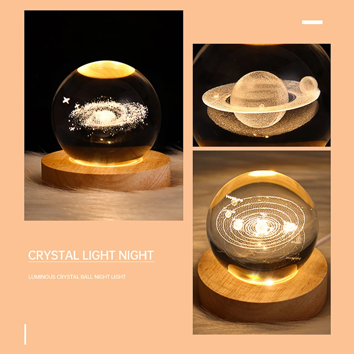 Crystal Ball Night Light Glowing 3D Astronaut Planetary Galaxy Bedside Lamp for Home Bedroom Desk Decor Creative Gift Ball Night 6