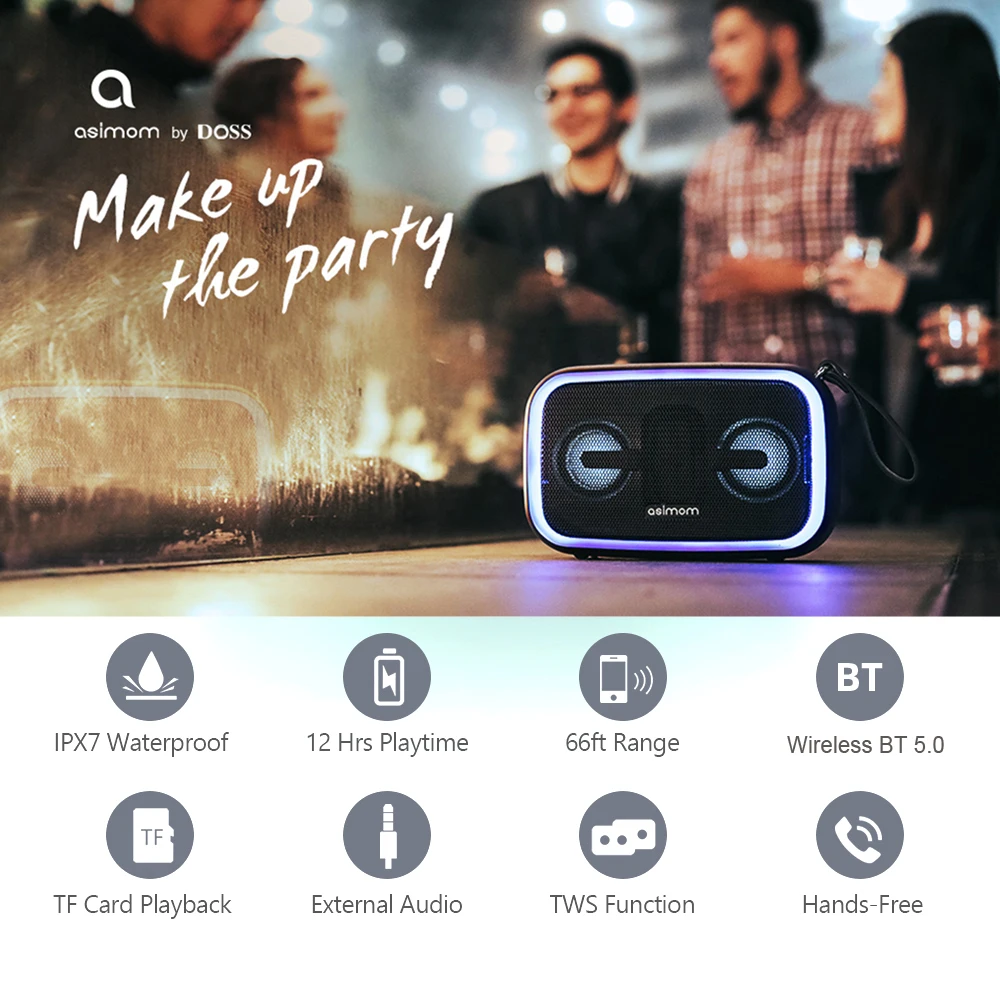 DOSS Wireless Speaker Bluetooth ASIMOM EX70 Powerful 28W