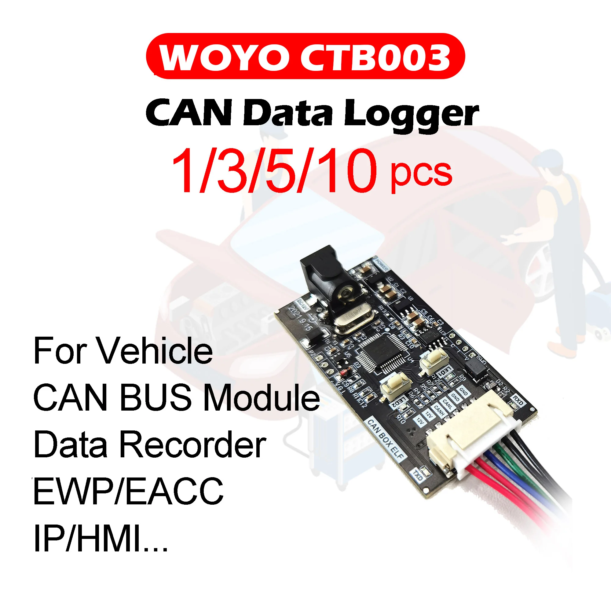 WOYO CTB003 1/3/5/10 set Kann bus datenlogger für alle auto kann bus modul daten transceiver automotive diagnose tool für IP/HMI/EWP/EACC...