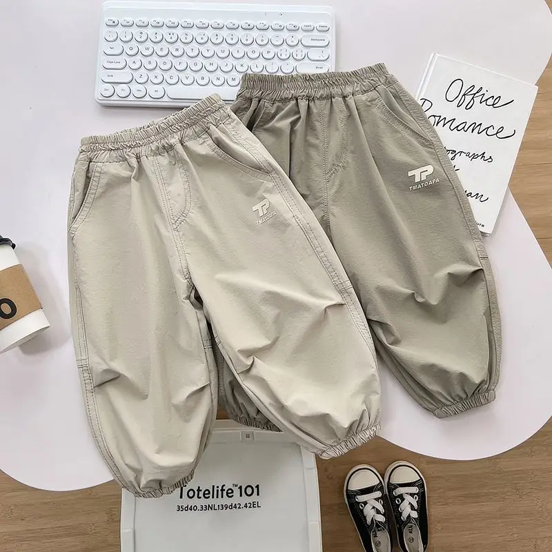 2-10Y Boys Thin Ice Silk Pants Summer New Children's Elastic Mosquito proof Quick Drying Pants kid Boys' Handsome Leggings