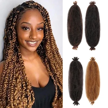 Springy Afro Twist Hair 14inch Marley Twist Braiding Hair Pre Separated Wrapping Hair for Soft Locs Kinky Synthetic Hair 1