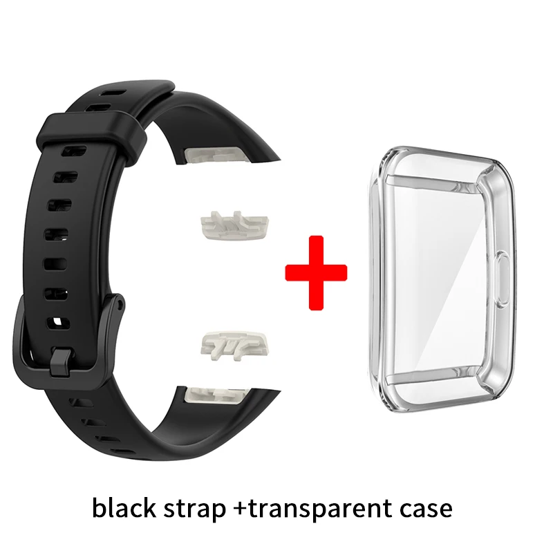 Premium Silicone Strap with TPU Full Screen Protector Case for Fitness Tracker Bracelet