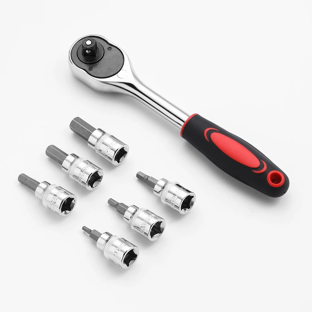 3/8 Inch Drive Auto Repair Hand Tool Set Torx Hex Ratchet Wrench Bit Socket  Set Male T Type Allen Key Wrench Head With Handle - AliExpress