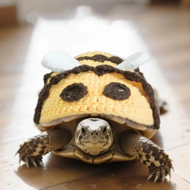 Cute Handmade Turtle Sweater Warm Decorative Turtle Cosplay Costume Bee Shape Knitted Pet Tortoise Clothes Cosplay Event Cute Handmade Turtle Sweater Warm Decorative Turtle Cosplay Costume Bee Shape Knitted Pet Tortoise Clothes Cosplay Event