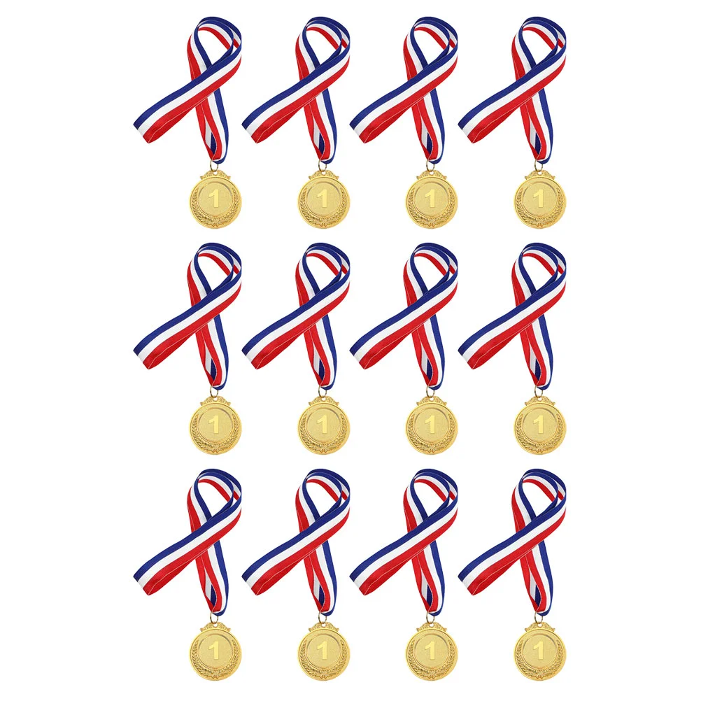 12 Pcs The Medal Awards Kids Medals Toy Sports Toys School Soccer Gold Silver Copper Number